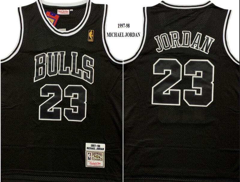 Bulls 23 Michael Jordan Black 1997-98 Hardwood Classics Mesh Jersey