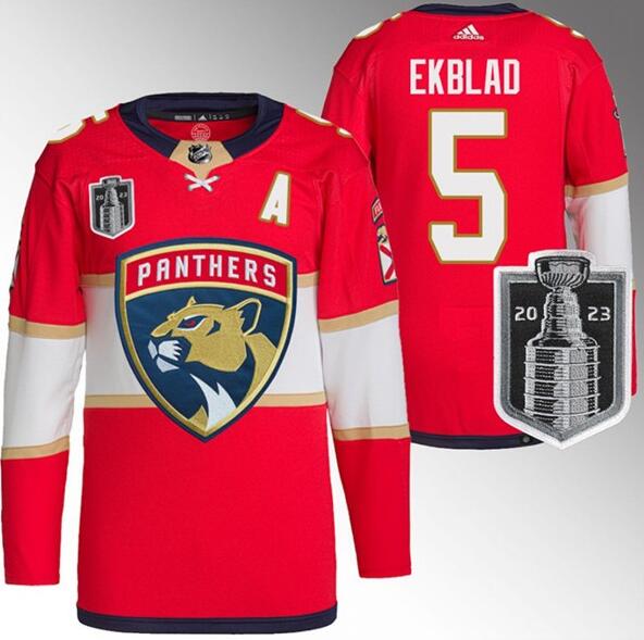 Panthers 5 Aaron Ekblad Red 2023 Stanley Cup Final Adidas Jersey