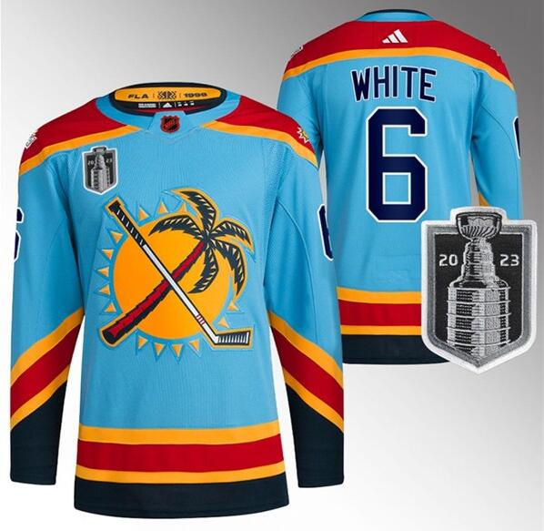 Panthers 6 Colin White Blue 2023 Stanley Cup Final Reverse Retro Adidas Jersey