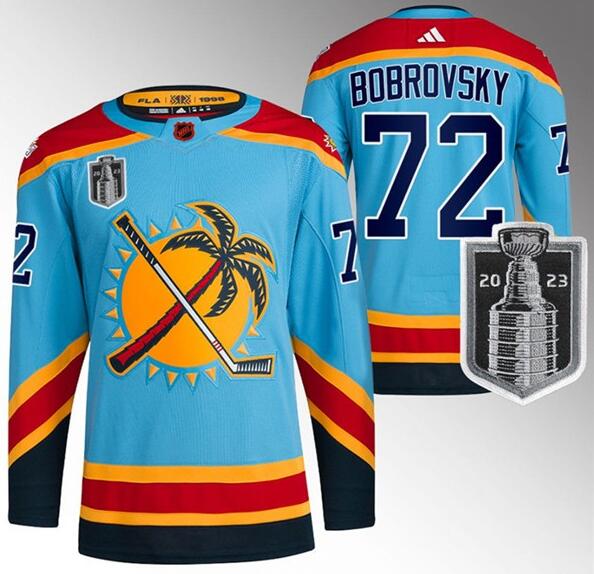 Panthers 72 Sergei Bobrovsky Blue 2023 Stanley Cup Final Reverse Retro Adidas Jersey