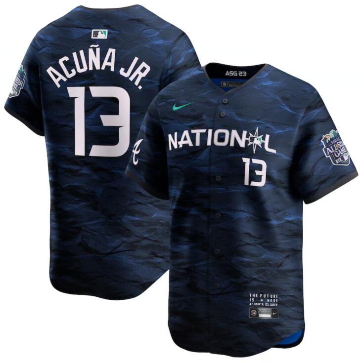 National League 13 Ronald Acuna Jr. Royal Nike 2023 MLB All-Star Game Jersey