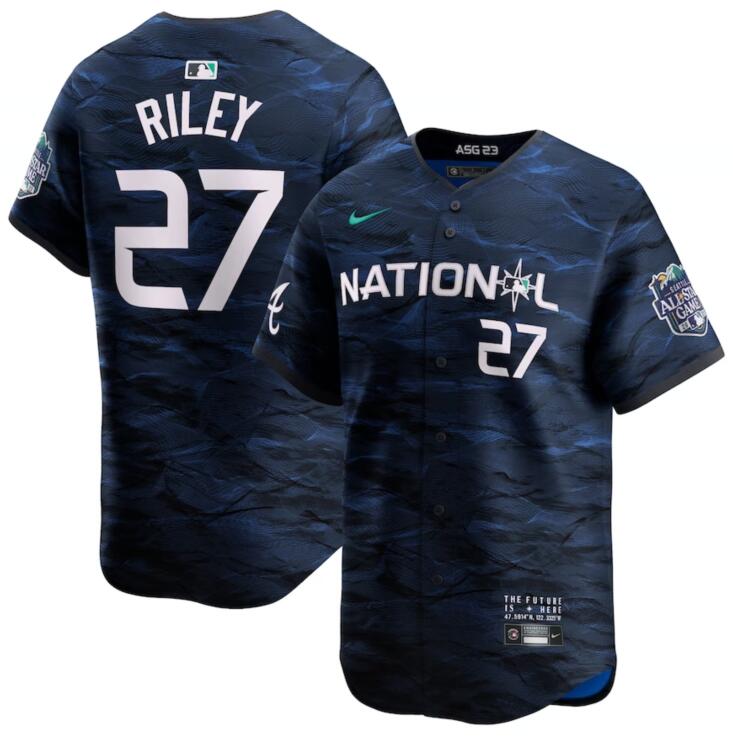 National League 27 Austin Riley Royal Nike 2023 MLB All-Star Game Jersey