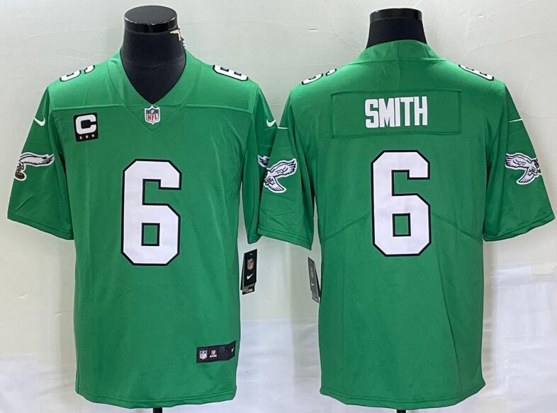Nike Eagles 6 DeVonta Smith Green Vapor Limited C Patch Throwback Jersey