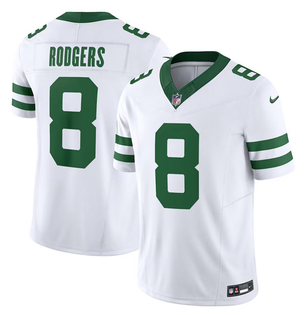 Nike Jets 8 Aaron Rodgers White Legacy Vapor F.U.S.E. Limited Jersey
