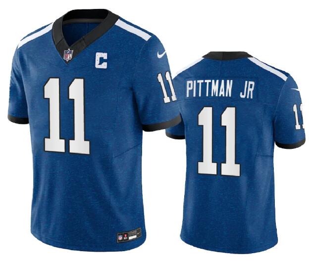 Nike Colts 11 Michael Pittman Jr. Royal F.U.S.E. Vapor Limited C Patch Throwback Jersey