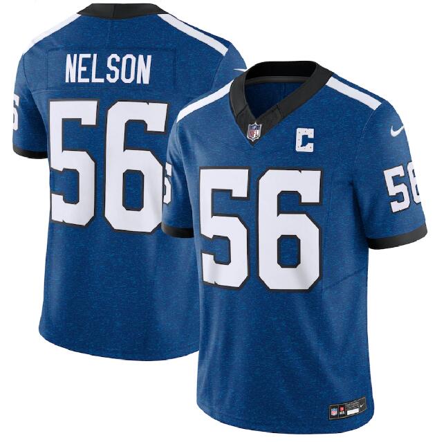 Nike Colts 56 Quenton Nelson Royal F.U.S.E. Vapor Limited C Patch Throwback Jersey