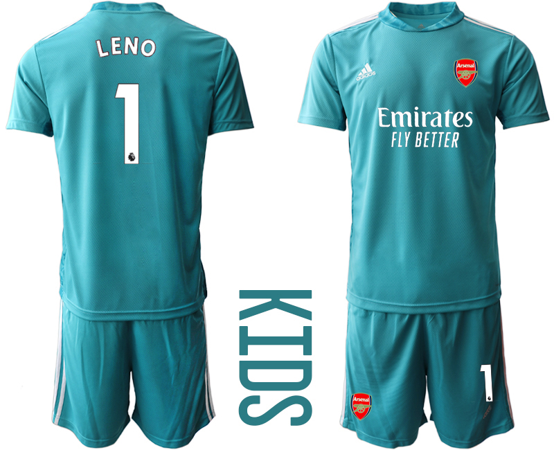 2020-21 Arsenal 1 LENO Blue Youth Goalkeeper Soccer Jersey