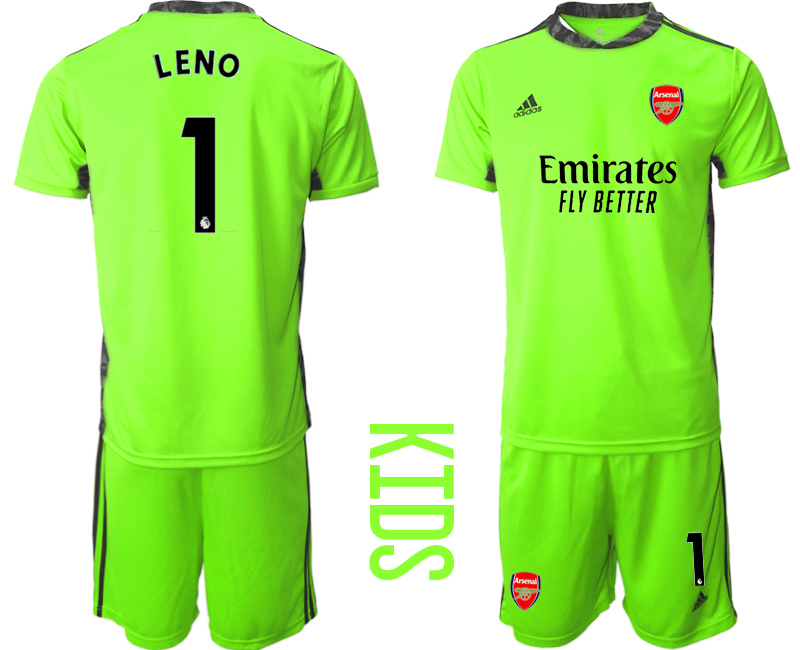 2020-21 Arsenal 1 LENO Fluorescent Youth Goalkeeper Soccer Jersey