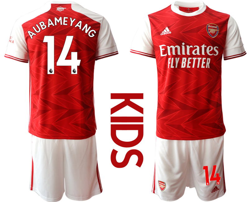 2020-21 Arsenal 14 AUBAMEYANG Youth Home Soccer Jersey