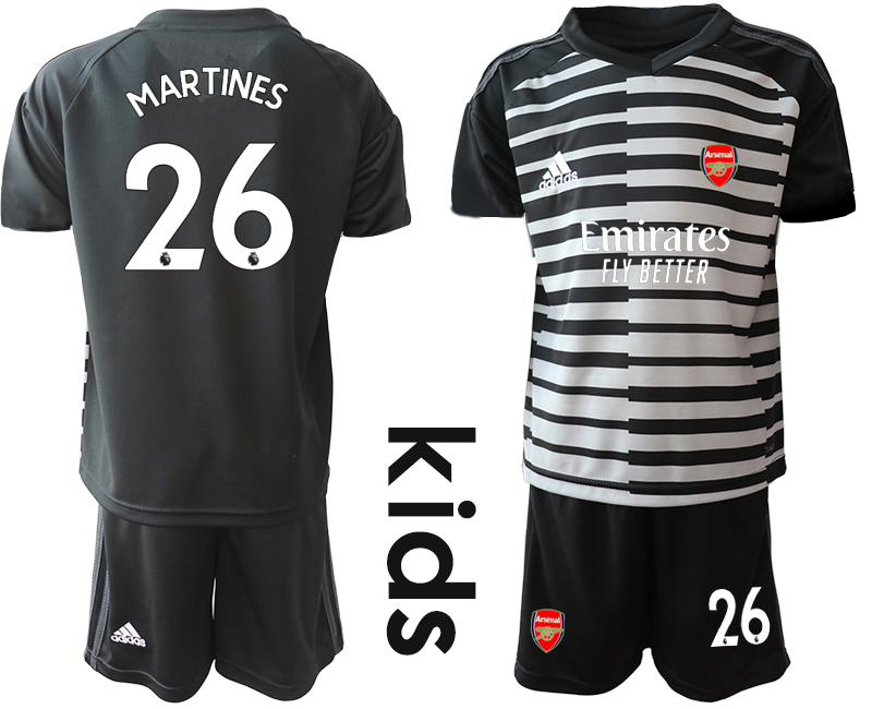2020-21 Arsenal 26 MARTINES Black Youth Goalkeeper Soccer Jersey