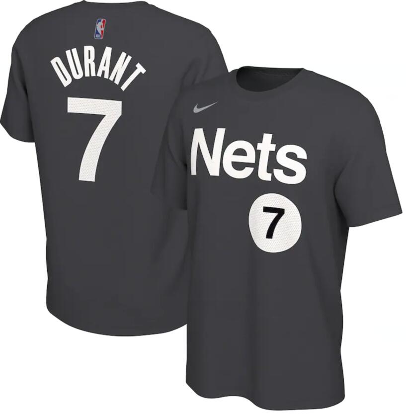 Men's Brooklyn Nets Kevin Durant Nike Black 2020-21 Earned Edition Name & Number T-Shirt