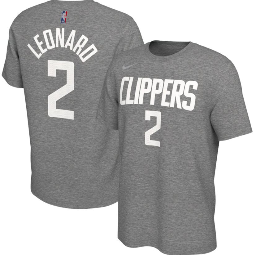 Men's LA Clippers Kawhi Leonard Nike Gray 2020-21 Earned Edition Name & Number T-Shirt