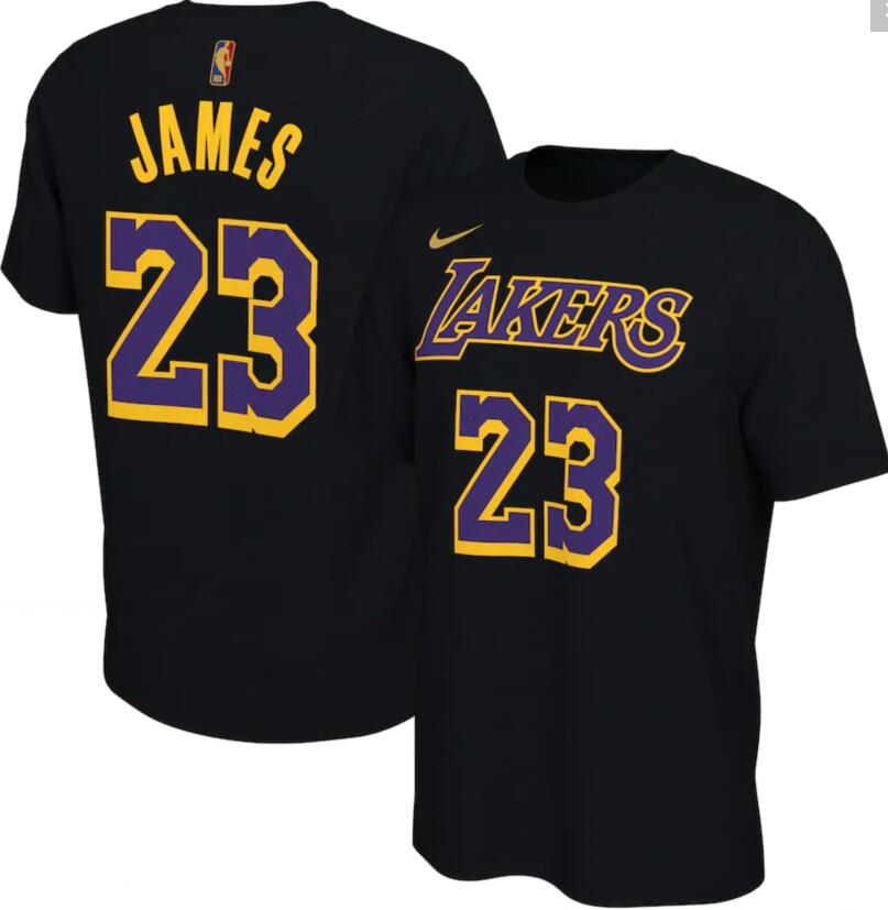 Men's Los Angeles Lakers LeBron James Nike Black 2020-21 Earned Edition Name & Number T-Shirt