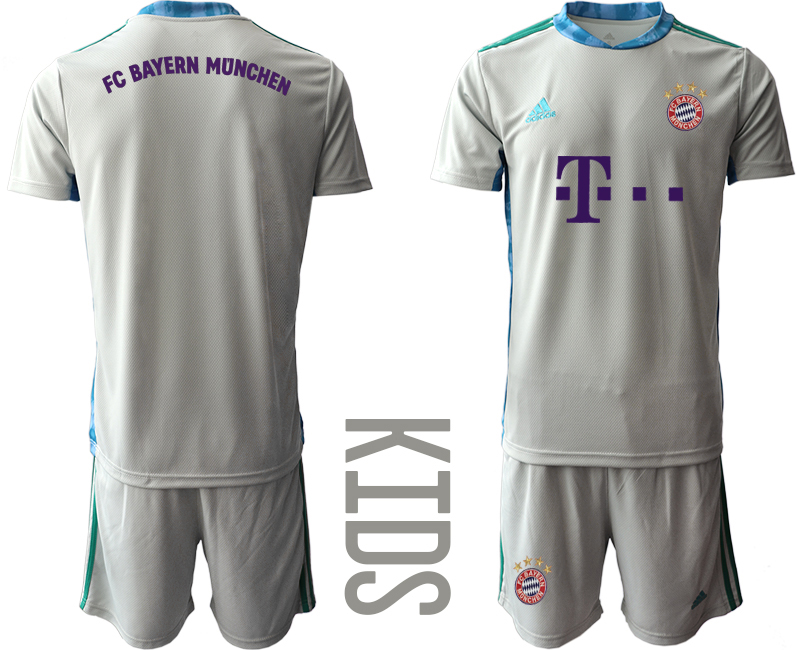 2020-21 Bayern Munich Gray Youth Goalkeeper Soccer Jersey