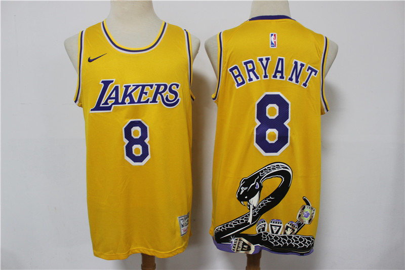 Lakers 8 Kobe Bryant Yellow Nike Swingman Fashion Jersey