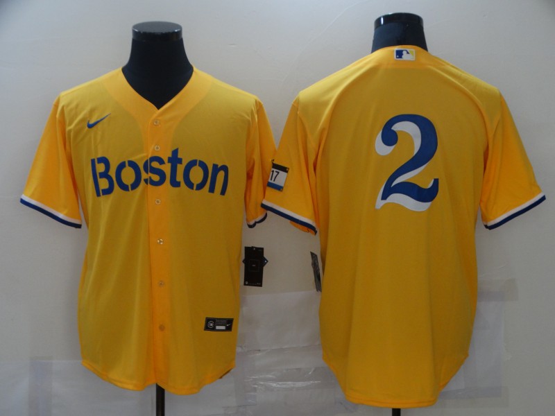 Red Sox 2 Gold Nike 2021 City Connect Replica Player Flexbase Jersey
