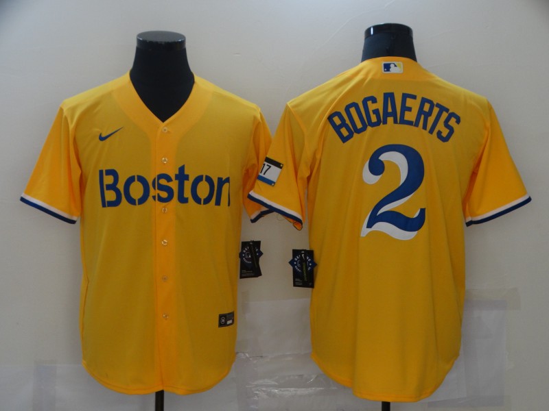 Red Sox 2 Xander Bogaerts Gold Nike 2021 City Connect Replica Player Cool Base Jersey