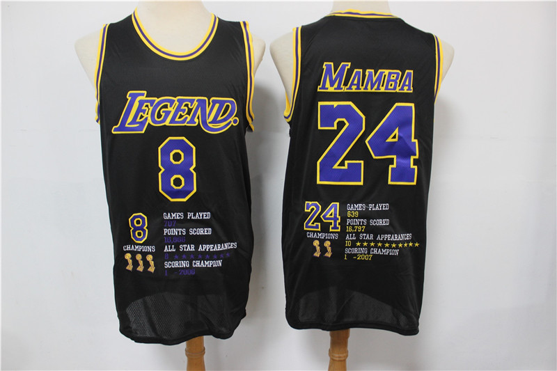 Lakers 8 &24 Kobe Bryant Black Nike Mamba Swingman Fashion Jersey