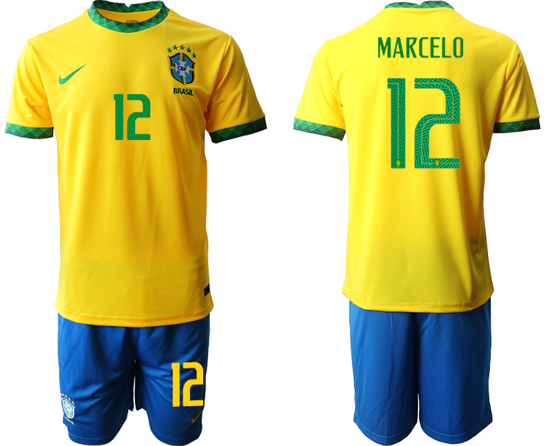 2020-21 Brazil 12 MARCELO Home Soccer Jersey