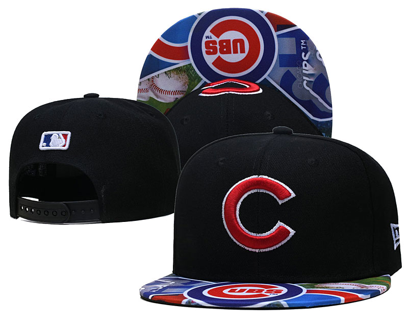 Cubs Team Logos Black Adjustable Hat LH