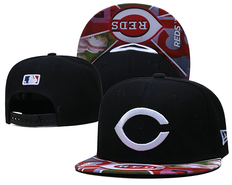 Reds Team Logos Black Adjustable Hat LH