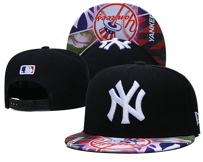 Yankees Team Logos Black Adjustable Hat LH