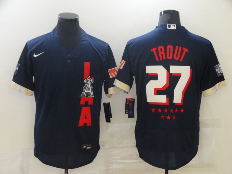 Angels 27 Mike Trout Navy Nike 2021 MLB All-Star FlexBase Jersey