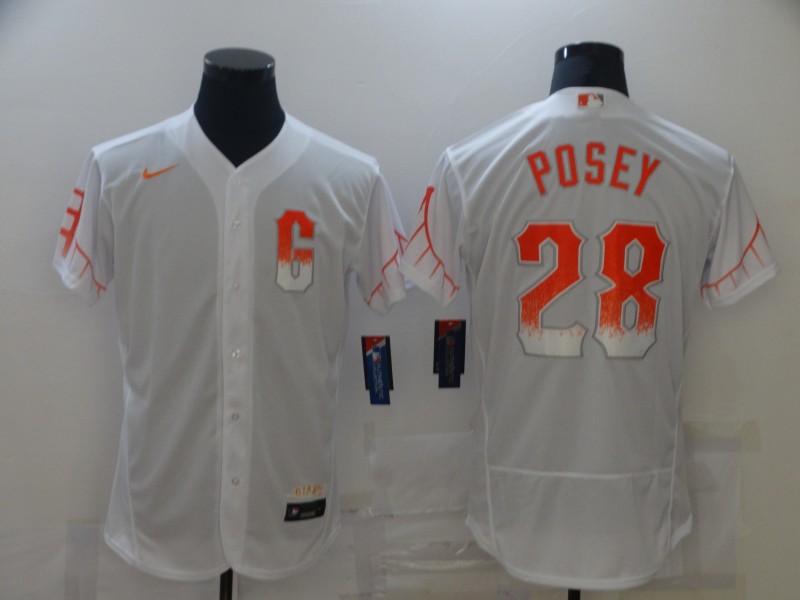 Giants 28 Buster Posey White Nike 2021 City Connect Flexbase Jersey