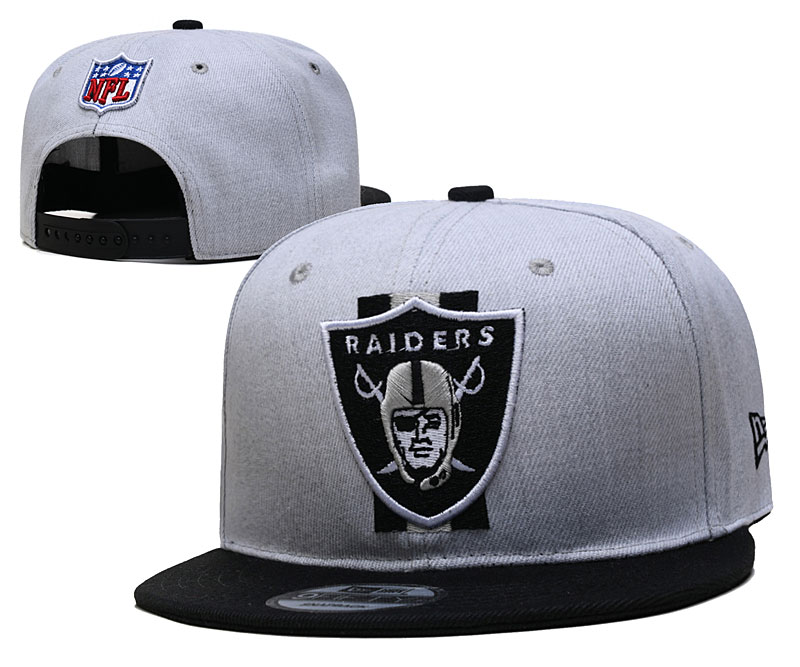 Raiders Team Logo Gray Black Adjustable Hat YD