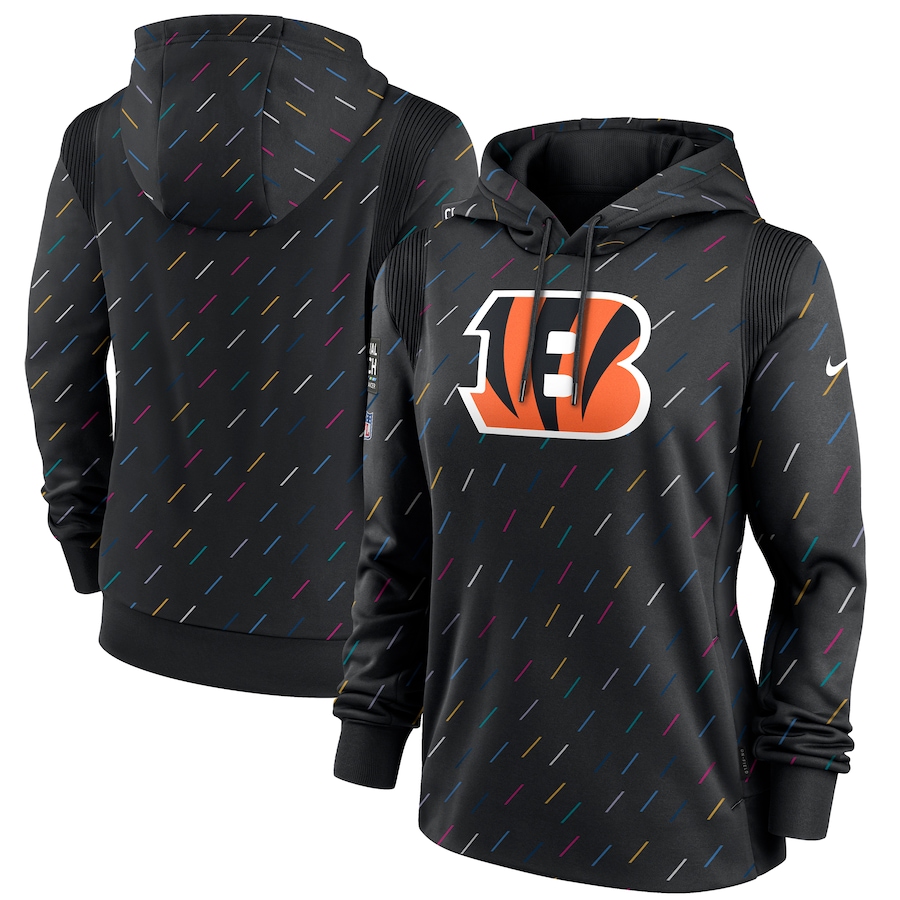 Women's Cincinnati Bengals Nike Anthracite 2021 NFL Crucial Catch Therma Pullover Hoodie