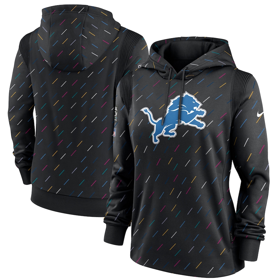 Women's Detroit Lions Nike Anthracite 2021 NFL Crucial Catch Therma Pullover Hoodie