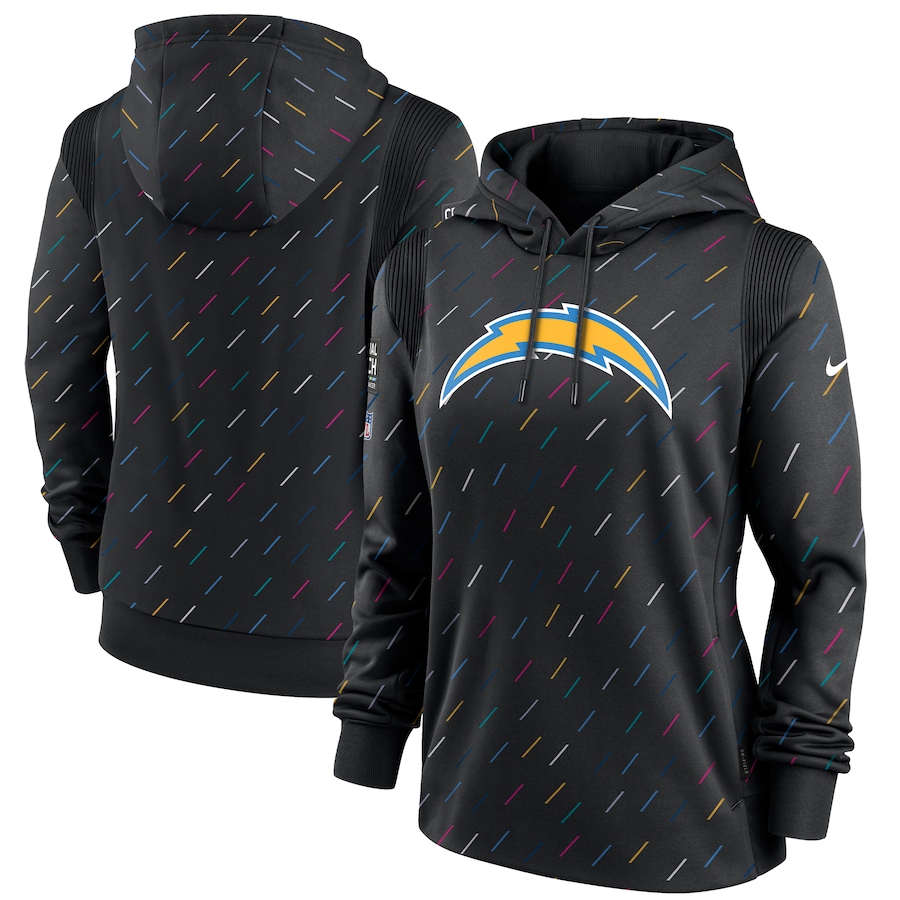 Women's Los Angeles Chargers Nike Anthracite 2021 NFL Crucial Catch Therma Pullover Hoodie