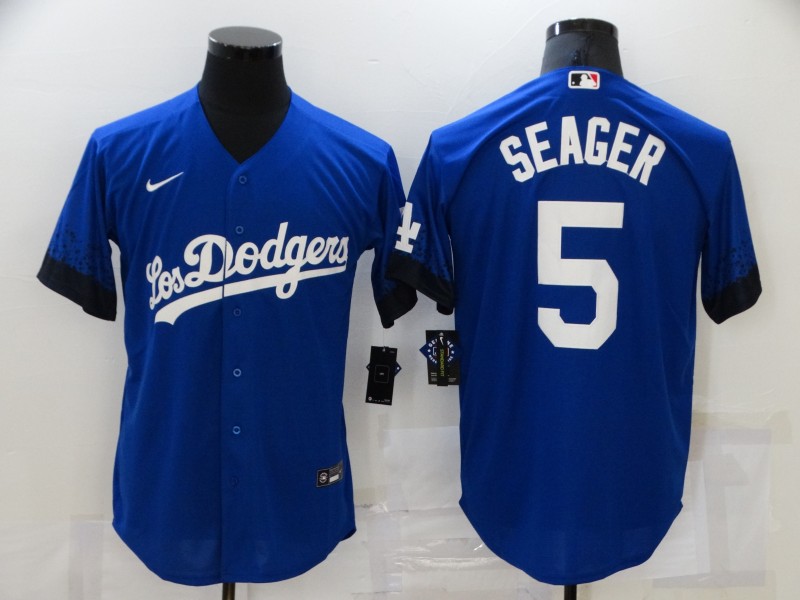 Dodgers 5 Corey Seager Royal 2021 City Connect Cool Base Jersey
