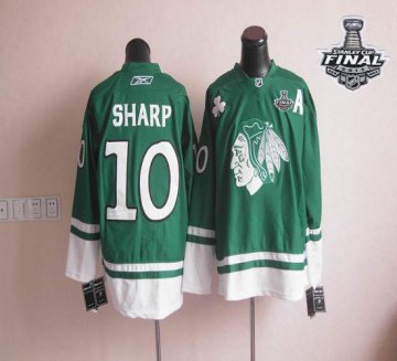 Blackhawks St Patty'S Day 10 Patrick Sharp Green With 2013 Stanley Cup Finals Jerseys