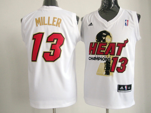 Heat 13 Miller White 2012 NBA Champions Jerseys