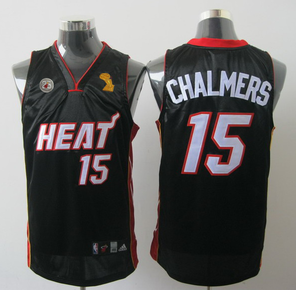 Heat 15 Chalmers Black 2013 Champion&25th Patch Jerseys