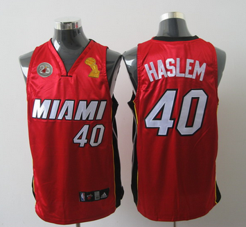 Heat 40 Haslem Red 2013 Champion&25th Patch Jerseys