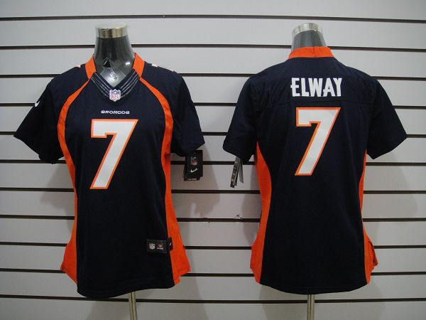 Nike Broncos 7 Elway Blue Women Limited Jerseys