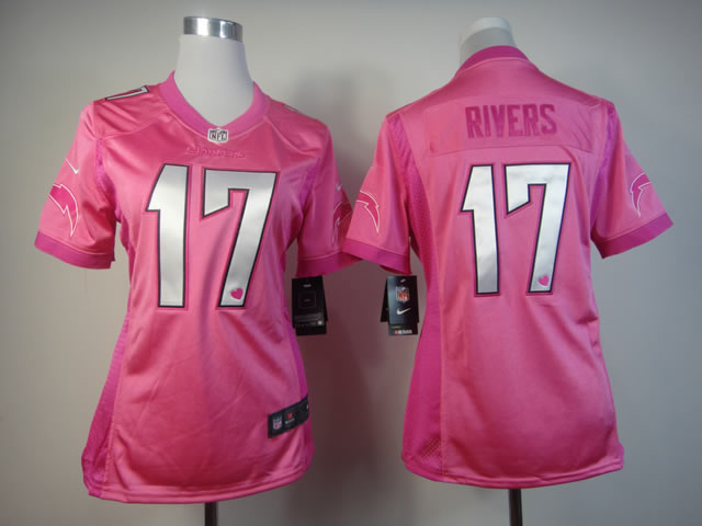 Nike Chargers 17 Rivers Pink Love's Women Jerseys