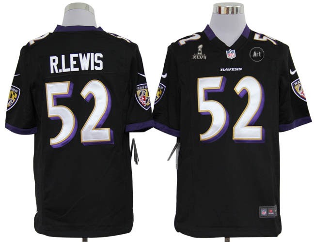 Nike Ravens 52 Rlewis black Game 2013 Super Bowl XLVII and Art Jerseys