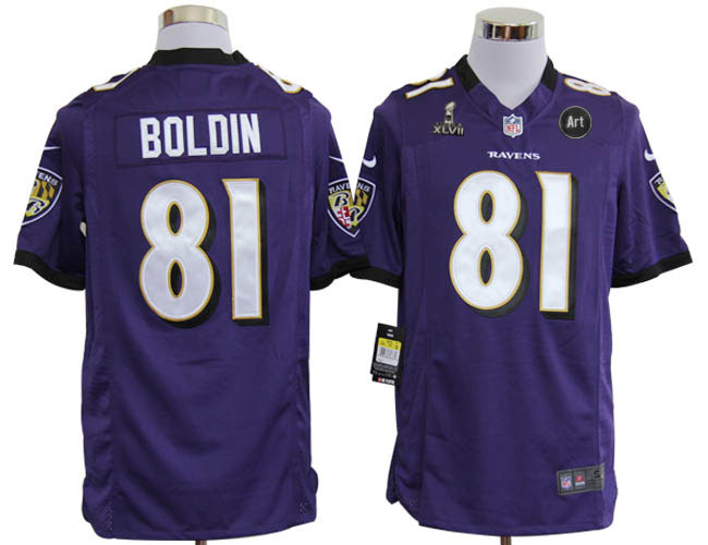 Nike Ravens 81 Boldon purple Game 2013 Super Bowl XLVII and Art Jerseys