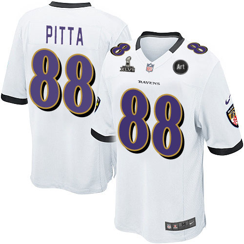 Nike Ravens 88 Pitta white Game 2013 Super Bowl XLVII and Art Jerseys