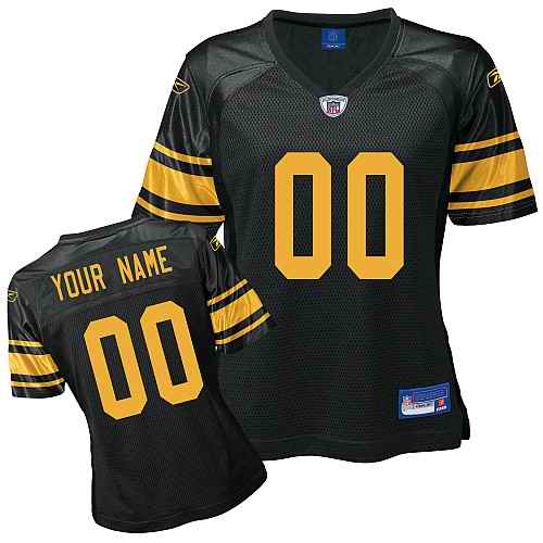Pittsburgh Steelers Women Customized Black Yelow Number Jersey