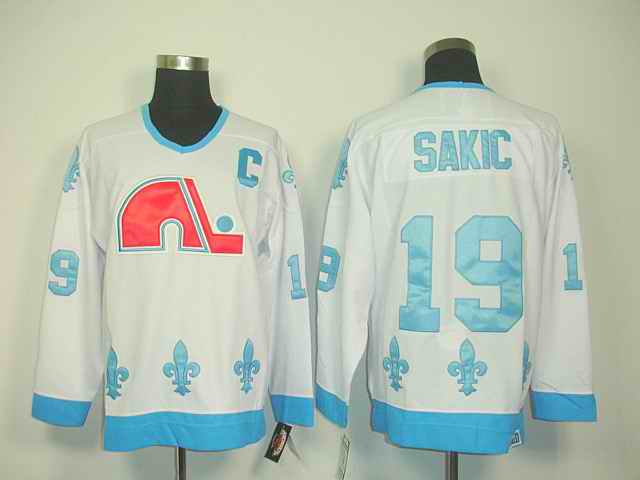 Quebec Nordiques 19 Sakic white jerseys
