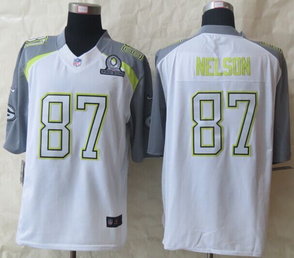 Nike Packers 87 Nelson White 2015 Pro Bowl Game Jerseys
