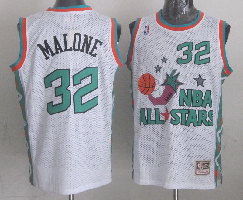 1996 All Star 32 Malone White Jerseys