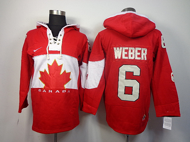 Canada 6 Weber Red 2014 Olympics Hooded Jerseys