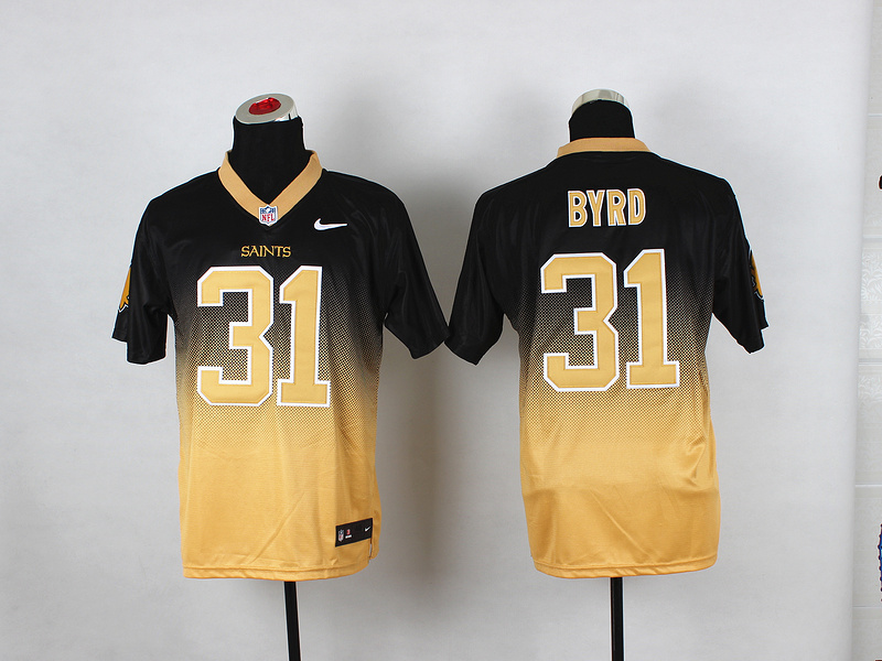 Nike Saints 31 Byrd Black And Gold Drift II Elite Jerseys