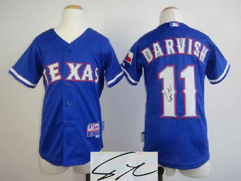 Rangers 11 Darvish Blue Signature Edition Youth Jerseys