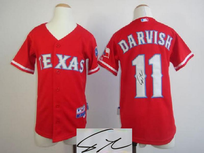 Rangers 11 Darvish Red Signature Edition Youth Jerseys